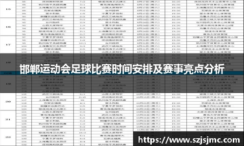 邯郸运动会足球比赛时间安排及赛事亮点分析